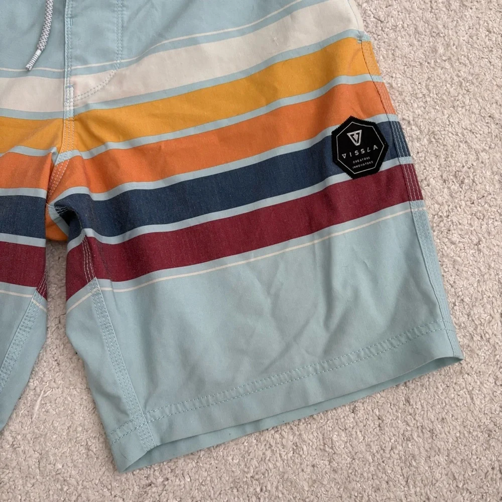VISSLA Aqua and Striped Board Shorts